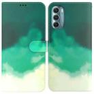 For Motorola Moto G Stylus 5G 2022 Watercolor Pattern Leather Phone Case(Cyan Green) - 1