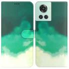 For OnePlus 10R / Ace Watercolor Pattern Leather Phone Case(Cyan Green) - 1