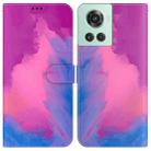 For OnePlus 10R / Ace Watercolor Pattern Leather Phone Case(Purple Red) - 1