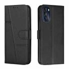 For Motorola Moto G 5G 2022 Stitching Calf Texture Buckle Leather Phone Case(Black) - 1