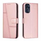 For Motorola Moto G 5G 2022 Stitching Calf Texture Buckle Leather Phone Case(Rose Gold) - 1