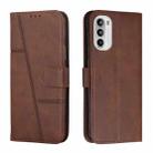 For Motorola Moto G52 Stitching Calf Texture Buckle Leather Phone Case(Brown) - 1