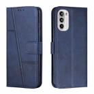 For Motorola Moto G52 Stitching Calf Texture Buckle Leather Phone Case(Blue) - 1