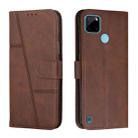 For OPPO Realme C21Y / C25Y Stitching Calf Texture Buckle Leather Phone Case(Brown) - 1