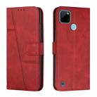 For OPPO Realme C21Y / C25Y Stitching Calf Texture Buckle Leather Phone Case(Red) - 1