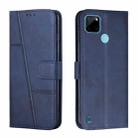 For OPPO Realme C21Y / C25Y Stitching Calf Texture Buckle Leather Phone Case(Blue) - 1