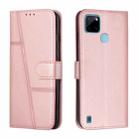 For OPPO Realme C21Y / C25Y Stitching Calf Texture Buckle Leather Phone Case(Rose Gold) - 1