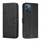 For OPPO Realme C31 4G Stitching Calf Texture Buckle Leather Phone Case(Black) - 1