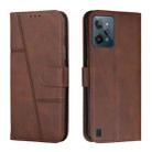 For OPPO Realme C31 4G Stitching Calf Texture Buckle Leather Phone Case(Brown) - 1