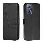For OPPO Realme C35/Narzo 50A Prime 4G Stitching Calf Texture Buckle Leather Phone Case(Black) - 1