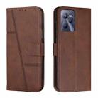 For OPPO Realme C35/Narzo 50A Prime 4G Stitching Calf Texture Buckle Leather Phone Case(Brown) - 1