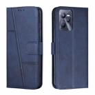 For OPPO Realme C35/Narzo 50A Prime 4G Stitching Calf Texture Buckle Leather Phone Case(Blue) - 1