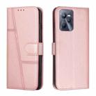 For OPPO Realme C35/Narzo 50A Prime 4G Stitching Calf Texture Buckle Leather Phone Case(Rose Gold) - 1