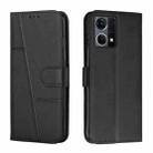 For OPPO Reno7 4G Global / F21 Pro 4G Stitching Calf Texture Buckle Leather Phone Case(Black) - 1