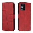 For OPPO Reno7 4G Global / F21 Pro 4G Stitching Calf Texture Buckle Leather Phone Case(Red) - 1