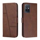 For vivo T1 5G India/Y75 5G Global/Y55 5G Global/Y33S 5G CN/iQOO Z6/iQOO U5 Stitching Calf Texture Buckle Leather Phone Case(Brown) - 1