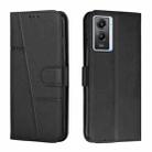 For vivo Y55s 5G Stitching Calf Texture Buckle Leather Phone Case(Black) - 1