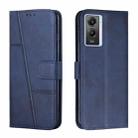 For vivo Y55s 5G Stitching Calf Texture Buckle Leather Phone Case(Blue) - 1