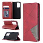 For Huawei P40 Rhombus Texture Horizontal Flip Magnetic Leather Case with Holder & Card Slots & Wallet(Red) - 1