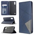 For Galaxy A01 Rhombus Texture Horizontal Flip Magnetic Leather Case with Holder & Card Slots & Wallet(Blue) - 1