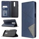 For Xiaomi Redmi K30 Rhombus Texture Horizontal Flip Magnetic Leather Case with Holder & Card Slots & Wallet(Blue) - 1