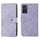 For OPPO A96 5G Ethnic Style Embossed Pattern Leather Phone Case(Purple) - 1