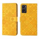 For OPPO A96 5G Ethnic Style Embossed Pattern Leather Phone Case(Yellow) - 1