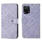 For OPPO Find X5 Pro Ethnic Style Embossed Pattern Leather Phone Case(Purple) - 1