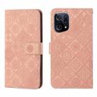 For OPPO Find X5 Pro Ethnic Style Embossed Pattern Leather Phone Case(Pink) - 1