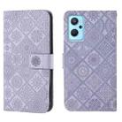 For OPPO Realme 9i Ethnic Style Embossed Pattern Leather Phone Case(Purple) - 1