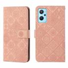 For OPPO Realme 9i Ethnic Style Embossed Pattern Leather Phone Case(Pink) - 1