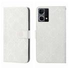 For OPPO Reno7 Ethnic Style Embossed Pattern Leather Phone Case(White) - 1