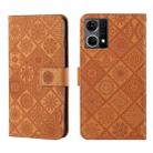 For OPPO Reno7 Ethnic Style Embossed Pattern Leather Phone Case(Brown) - 1