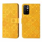 For Xiaomi Poco M4 Pro 5G Ethnic Style Embossed Pattern Leather Phone Case(Yellow) - 1