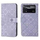 For Xiaomi Poco X4 Pro 5G Ethnic Style Embossed Pattern Leather Phone Case(Purple) - 1