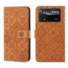 For Xiaomi Poco X4 Pro 5G Ethnic Style Embossed Pattern Leather Phone Case(Brown) - 1