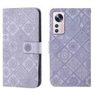 For Xiaomi 12 Lite Ethnic Style Embossed Pattern Leather Phone Case(Purple) - 1