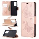 For Huawei P40 Pro Two Butterflies Embossing Pattern Horizontal Flip Leather Case with Holder & Card Slot & Wallet & Lanyard(Rose Gold) - 1