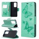 For Huawei P40 Pro Two Butterflies Embossing Pattern Horizontal Flip Leather Case with Holder & Card Slot & Wallet & Lanyard(Green) - 1