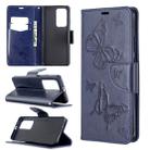 For Huawei P40 Pro Two Butterflies Embossing Pattern Horizontal Flip Leather Case with Holder & Card Slot & Wallet & Lanyard(Dark Blue) - 1
