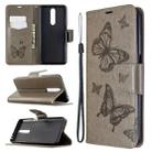 For Xiaomi Redmi K30 Two Butterflies Embossing Pattern Horizontal Flip Leather Case with Holder & Card Slot & Wallet & Lanyard(Grey) - 1