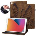 For iPad 10.2 2020 / Air 2019 Big Butterfly Embossed Smart Leather Tablet Case(Brown) - 1