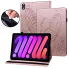 For iPad mini 6 Big Butterfly Embossed Smart Leather Tablet Case(Rose Gold) - 1