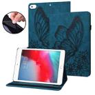 Big Butterfly Embossed Smart Leather Tablet Case For iPad mini 2019 / 4 / 3 / 2 / 1(Blue) - 1