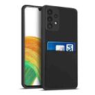For Samsung Galaxy A33 5G Liquid Silicone Skin Feel Shockproof Phone Case with Card Slot(Black) - 1