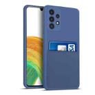 For Samsung Galaxy A33 5G Liquid Silicone Skin Feel Shockproof Phone Case with Card Slot(Blue) - 1