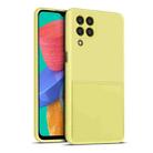For Samsung Galaxy M33 5G Liquid Silicone Skin Feel Shockproof Phone Case with Card Slot(Yellow) - 1