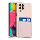 For Samsung Galaxy M53 5G Liquid Silicone Skin Feel Shockproof Phone Case with Card Slot(Pink) - 1