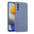 For Samsung Galaxy M23 5G Fine Hole Liquid Silicone Skin Feel Shockproof Phone Case with Card Slot(Lavender Grey) - 1