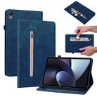 For OPPO Pad 11 Skin Feel Solid Color Zipper Leather Tablet Case(Blue) - 1